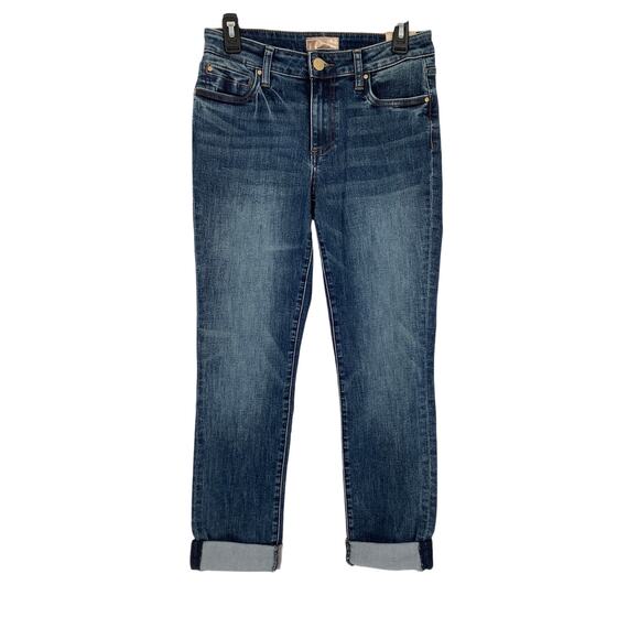KUT from the Kloth Women's 2 Blue Catherine Boyfriend Jeans Cuff Mid Rise G11-17 - Picture 3 of 10